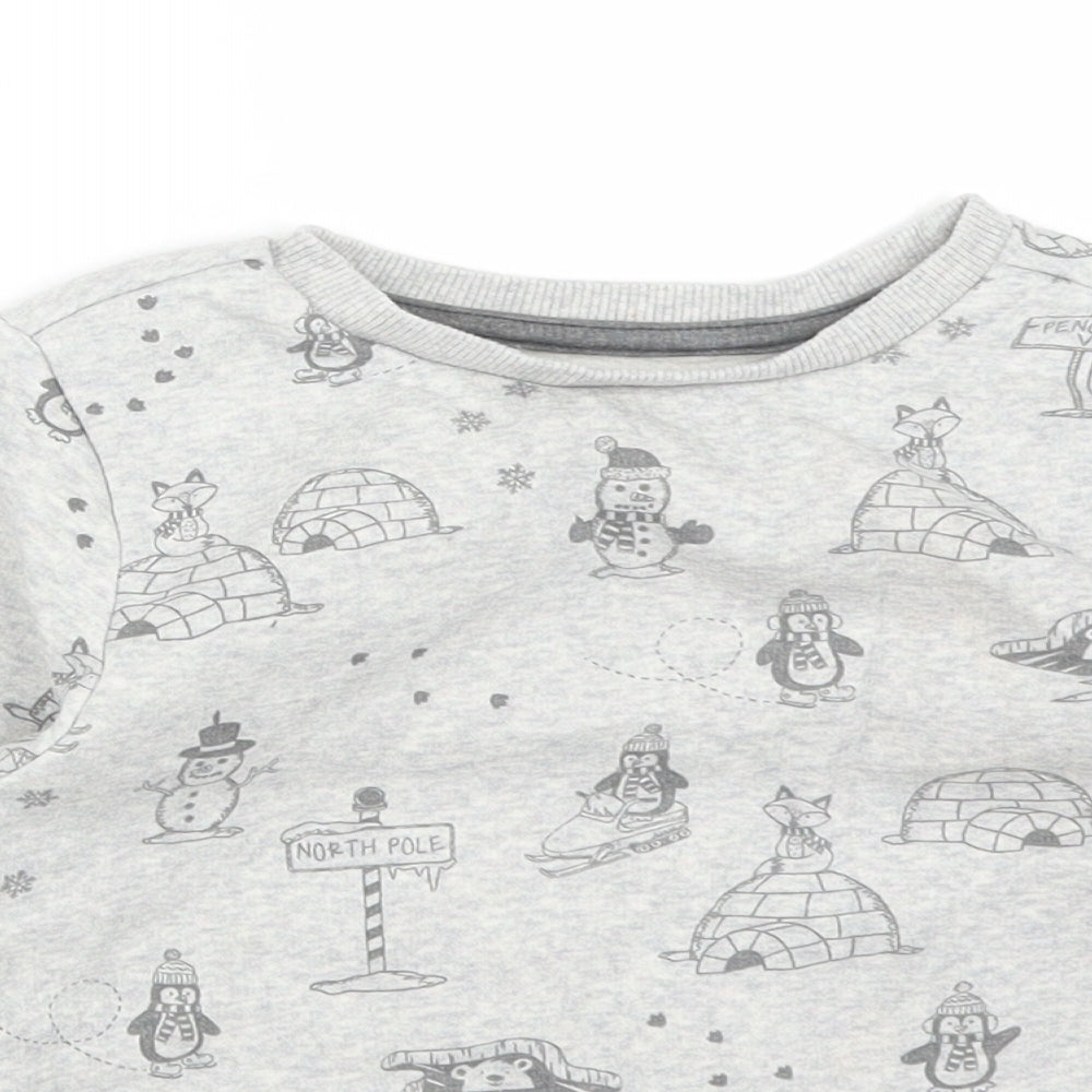 George Boys Grey  Cotton Pullover Sweatshirt Size 2-3 Years   - NORTH POLE. SNOWMAN. PENGUIN