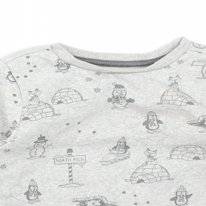 George Boys Grey  Cotton Pullover Sweatshirt Size 2-3 Years   - NORTH POLE. SNOWMAN. PENGUIN
