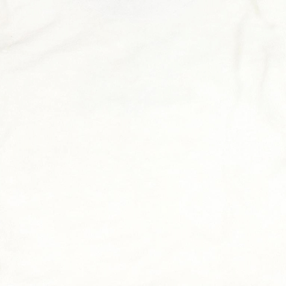 Brand and care label for CAUTHUMN FAITH women’s white solid polyester pyjama top, size S, - dog