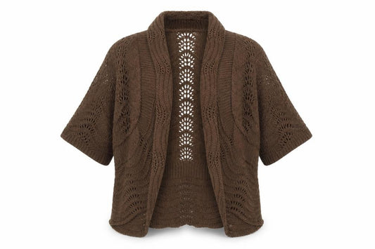 Front view of M&Co women’s brown geometric cotton jumper, size S