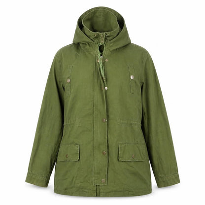 Front view of LUMINEUX women’s green overcoat coat, size M