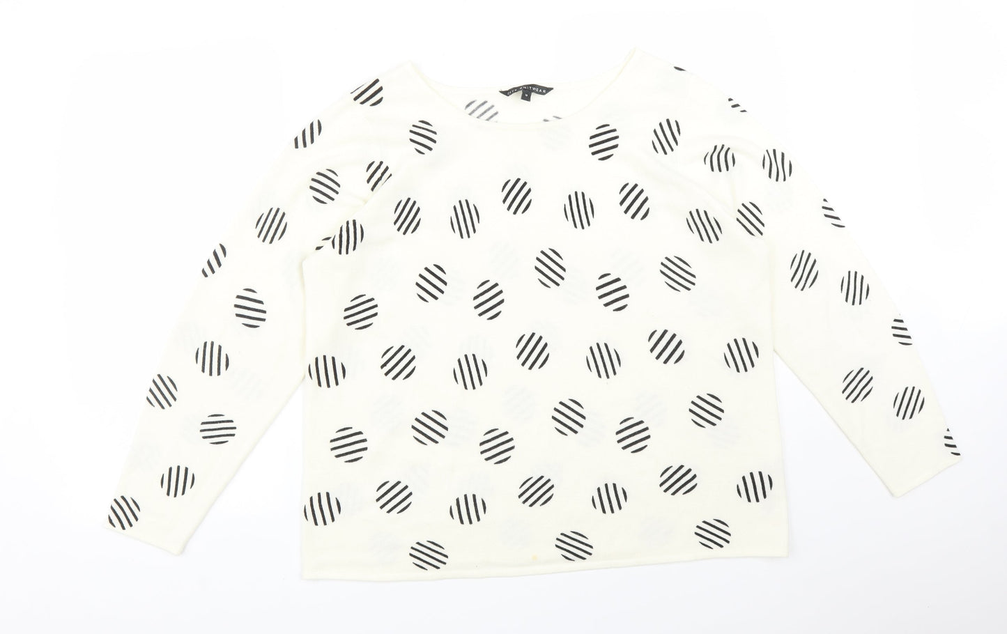 BONMARCHE Womens Multicoloured Polka Dot Acrylic Basic T-Shirt Size 18 Round Neck