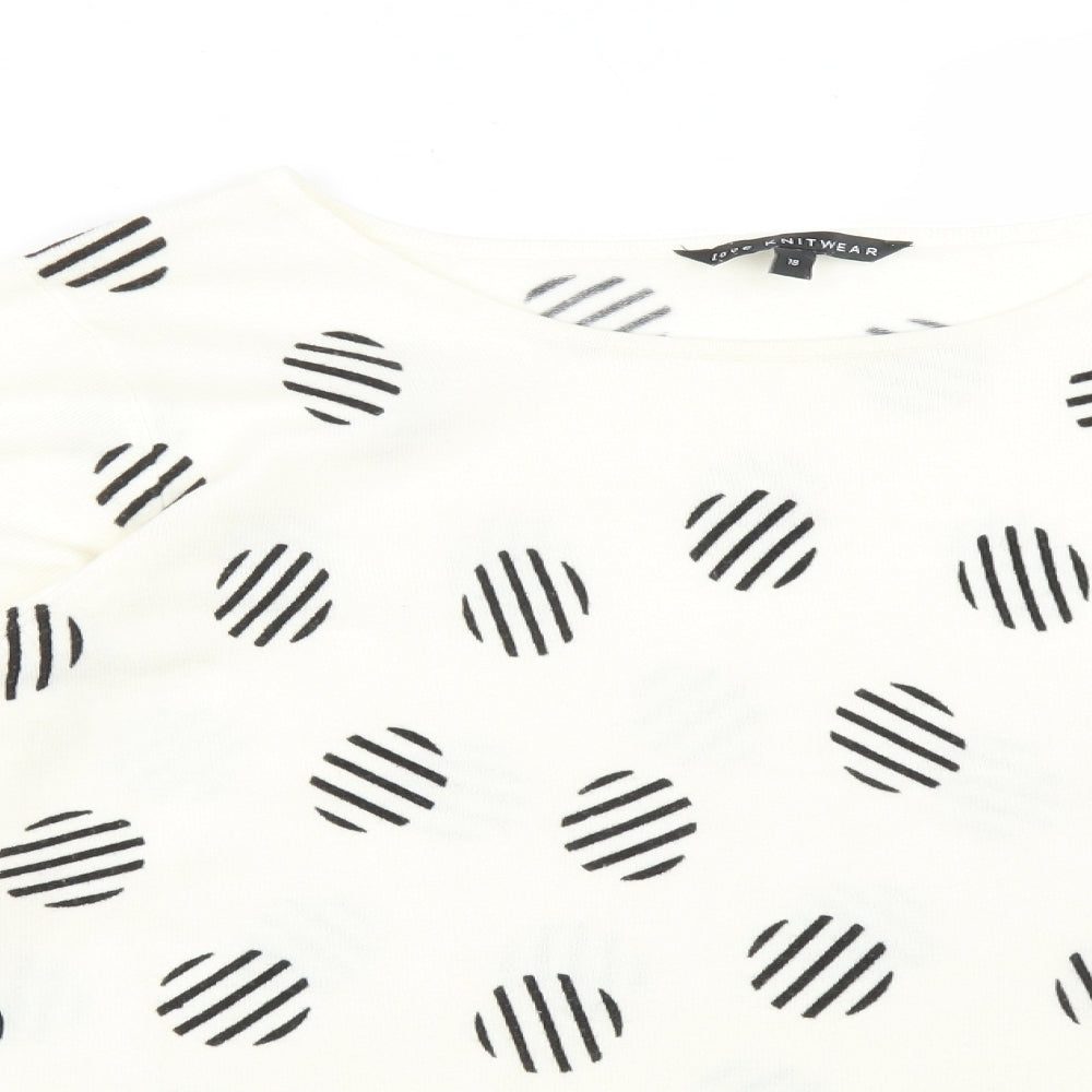 BONMARCHE Womens Multicoloured Polka Dot Acrylic Basic T-Shirt Size 18 Round Neck