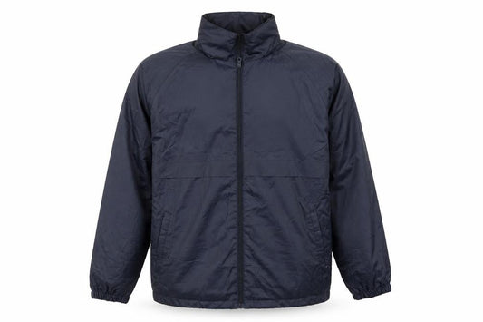 Front view of RESULT CORE men’s blue overcoat coat, size M