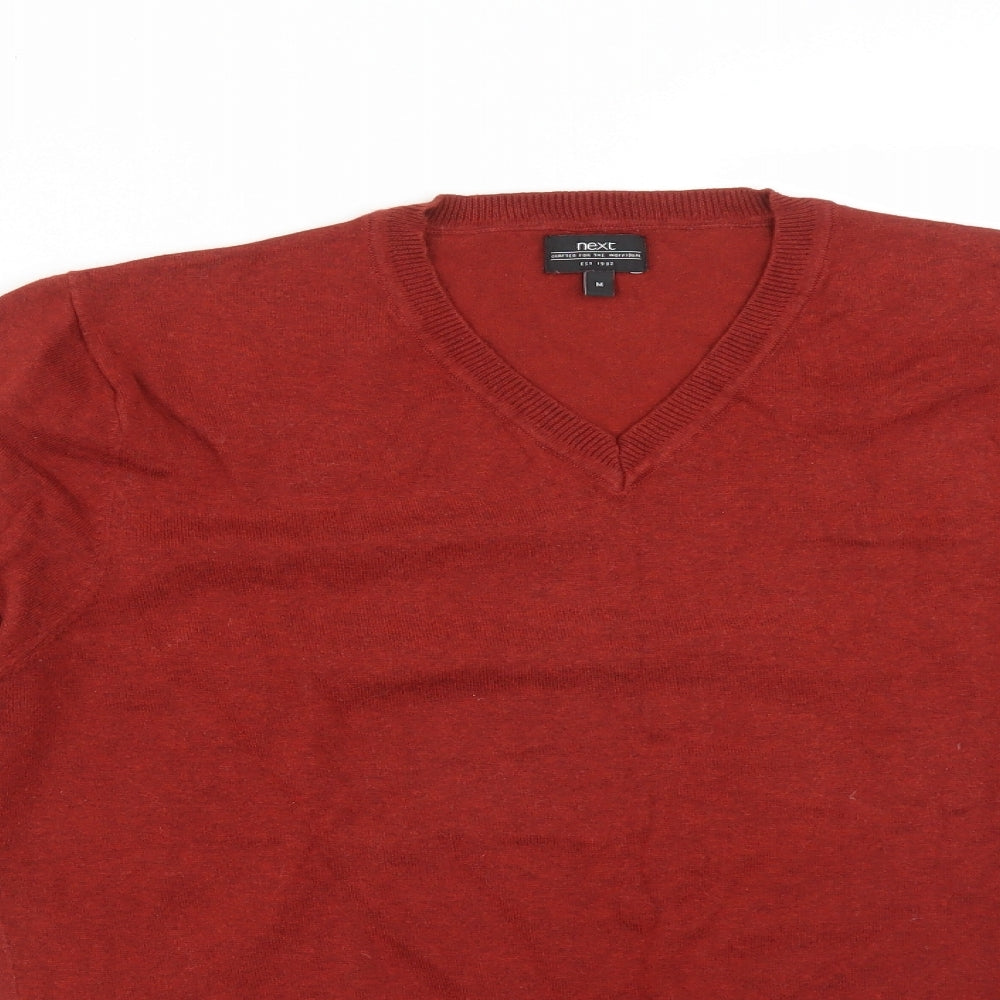 NEXT Mens Brown  Cotton  T-Shirt Size M V-Neck