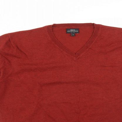 NEXT Mens Brown  Cotton  T-Shirt Size M V-Neck
