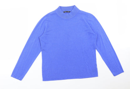 BONMARCHE Womens Blue  Acrylic Basic T-Shirt Size 18 Mock Neck