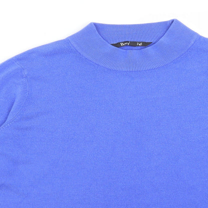 BONMARCHE Womens Blue  Acrylic Basic T-Shirt Size 18 Mock Neck