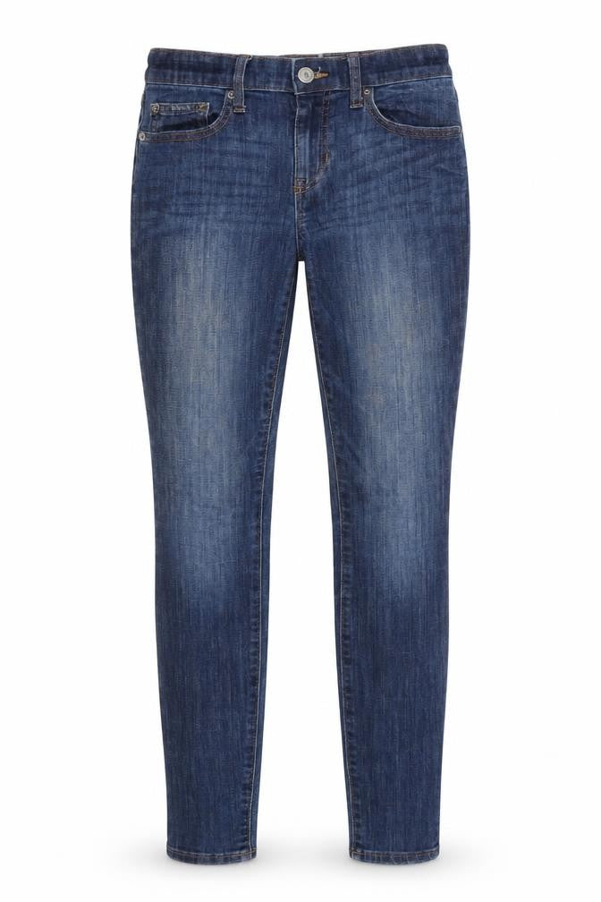 Front view of Gap women’s blue cotton skinny jeans, size UK 26, in, 30-inch leg regular