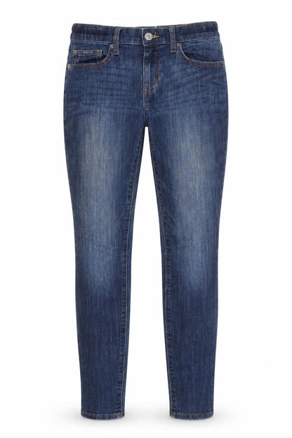 Front view of Gap women’s blue cotton skinny jeans, size UK 26, in, 30-inch leg regular