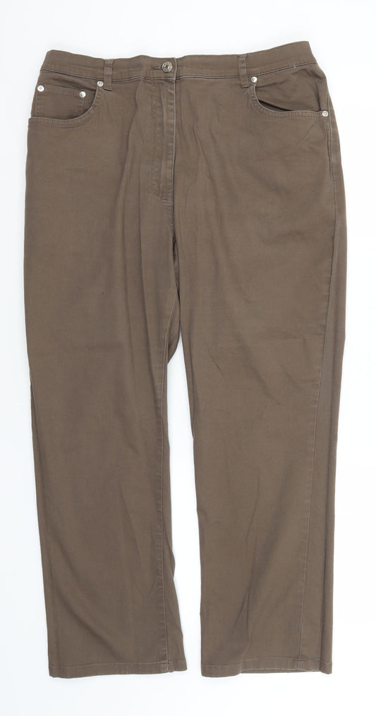 Womens UK Size 18 Preworn Regular Fit  Brown Trousers
