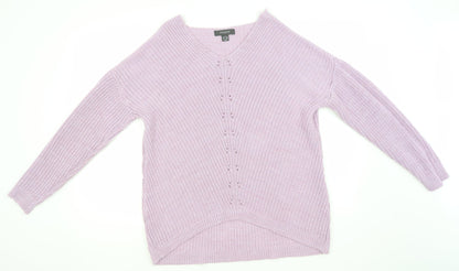 Primark Womens Pink V-Neck  Acrylic Pullover Jumper Size 10