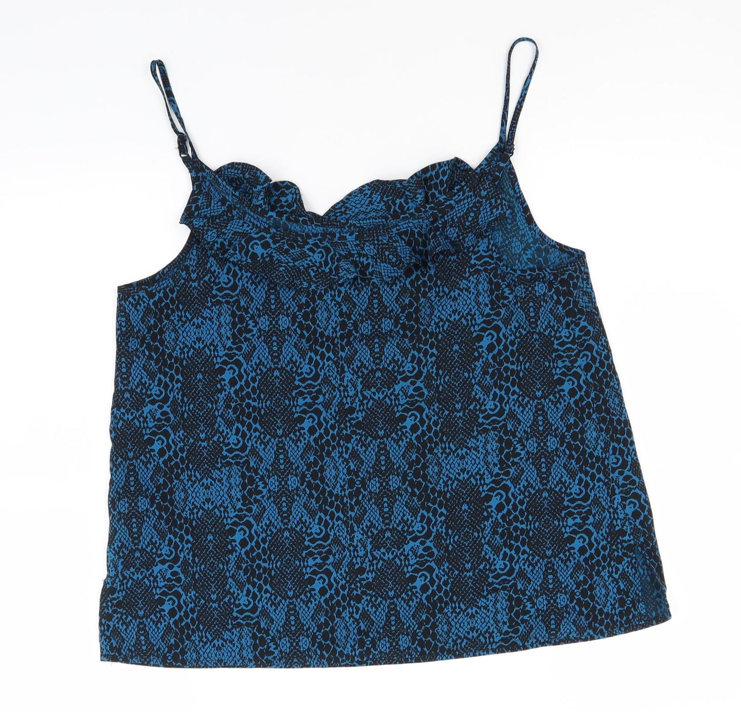 Papaya Womens Blue Animal Print Polyester Basic Tank Size 10 Scoop Neck