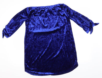 Quiz Womens Blue  Polyester Pencil Dress  Size 12  Scoop Neck