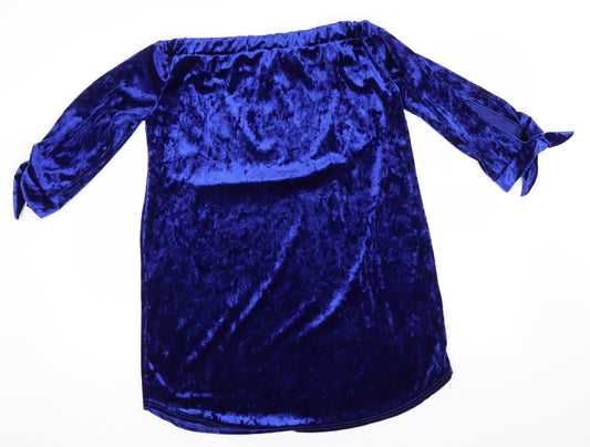 Quiz Womens Blue  Polyester Pencil Dress  Size 12  Scoop Neck