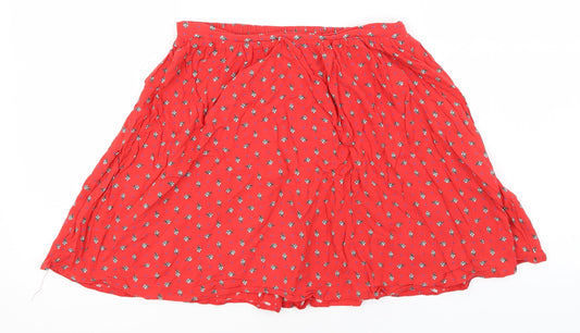 Debenhams Womens Red Floral Viscose A-Line Skirt Size 6