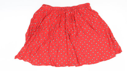 Debenhams Womens Red Floral Viscose A-Line Skirt Size 6