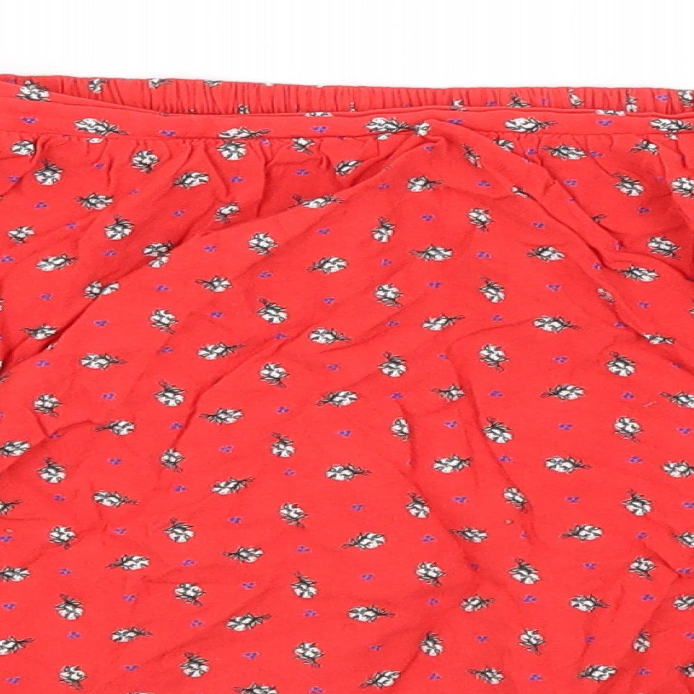 Debenhams Womens Red Floral Viscose A-Line Skirt Size 6