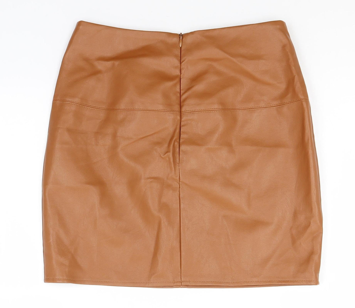 Missguided Womens Brown  Polyurethane A-Line Skirt Size 8