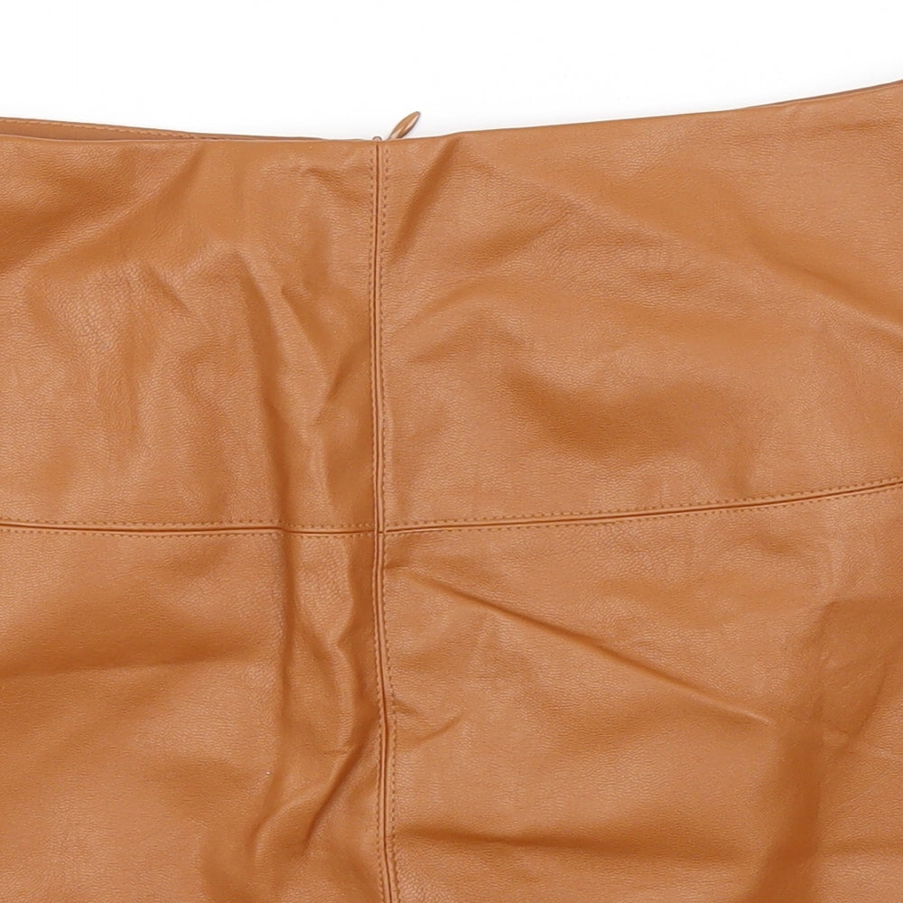 Missguided Womens Brown  Polyurethane A-Line Skirt Size 8