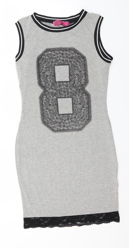 Boohoo Womens Grey  Viscose Basic T-Shirt Size 12 Round Neck - 8