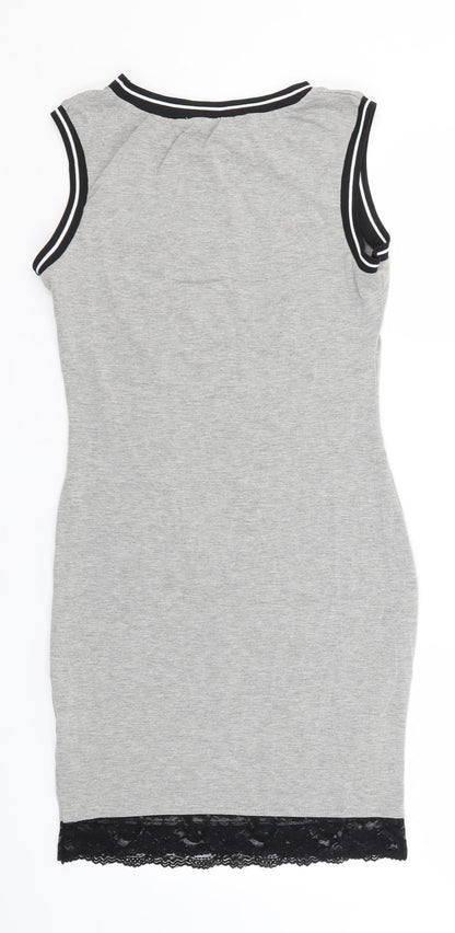 Boohoo Womens Grey  Viscose Basic T-Shirt Size 12 Round Neck - 8