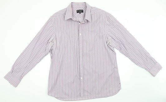 Autograph Mens Blue Striped Cotton  Button-Up Size XL Collared