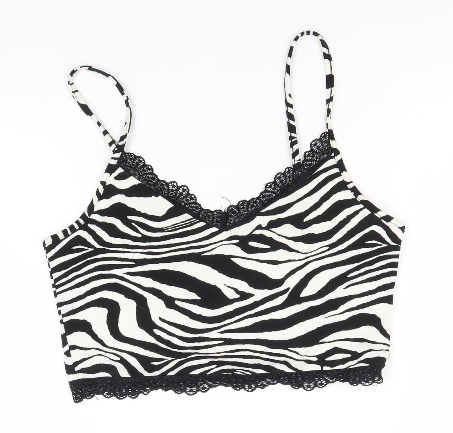 SheIn Womens White Animal Print Polyester Basic Tank Size S Off the Shoulder