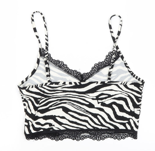 SheIn Womens White Animal Print Polyester Basic Tank Size S Off the Shoulder