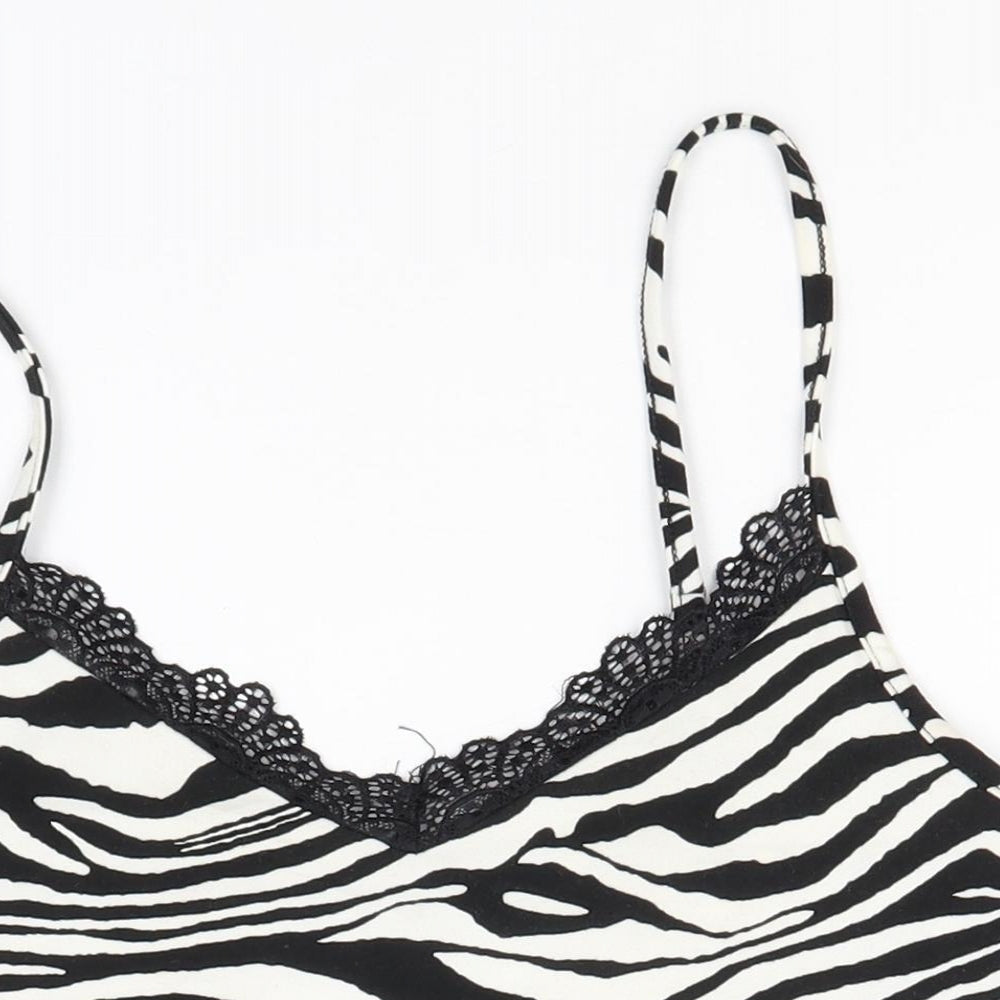 SheIn Womens White Animal Print Polyester Basic Tank Size S Off the Shoulder