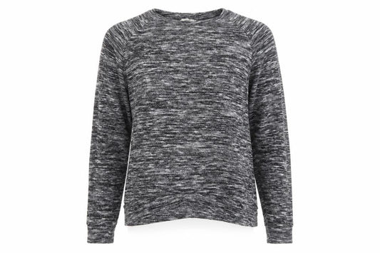 Front view of Papaya women’s grey round neck polyester jumper, size UK 14