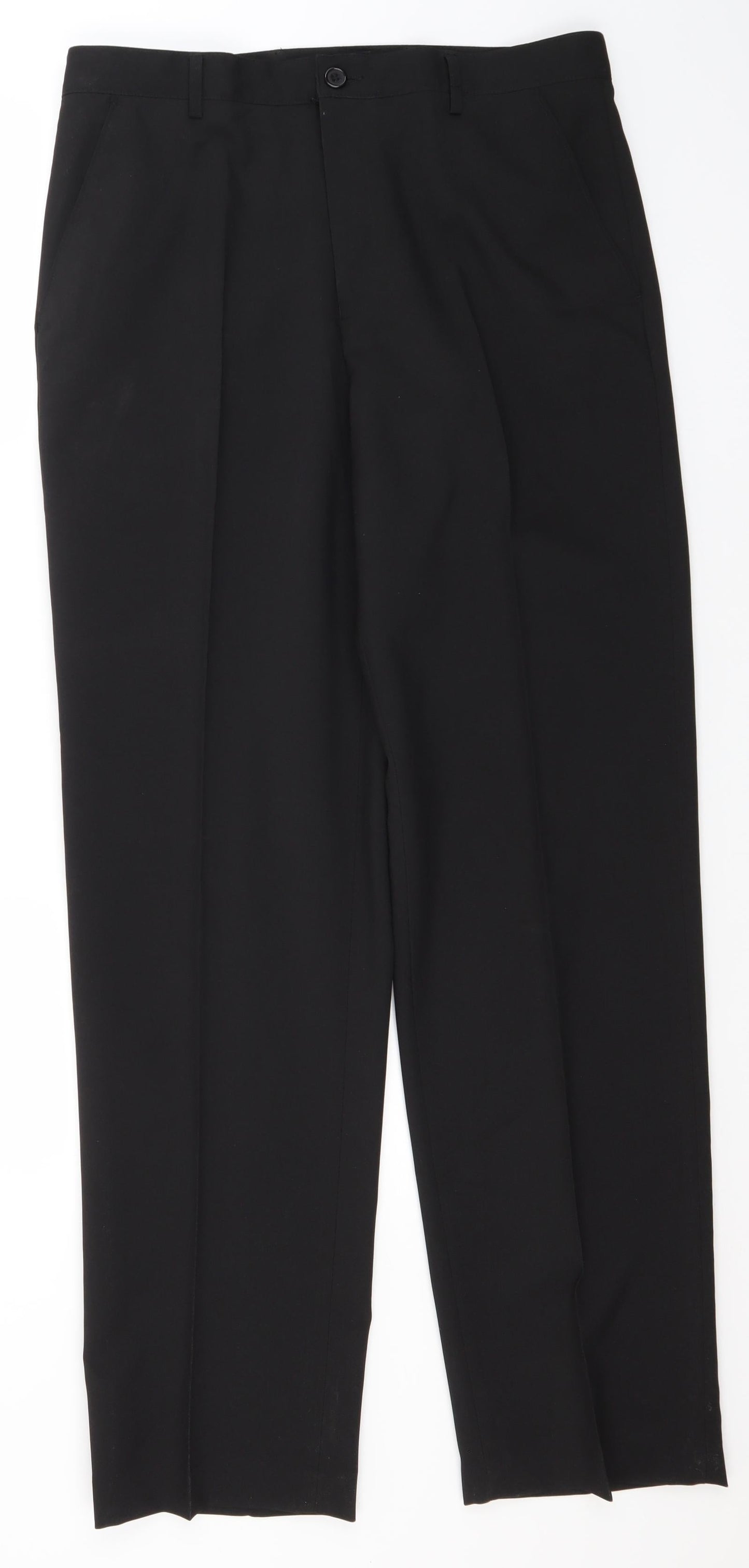 Matalan Mens Black  Polyester Trousers  Size 34 in L33 in Regular