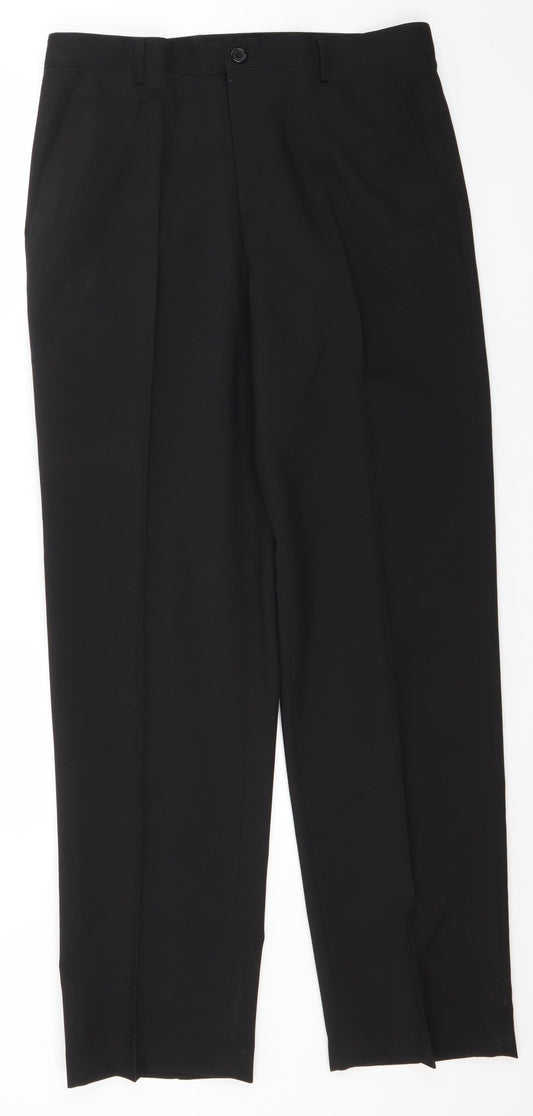 Matalan Mens Black  Polyester Trousers  Size 34 in L33 in Regular