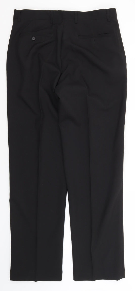 Matalan Mens Black  Polyester Trousers  Size 34 in L33 in Regular