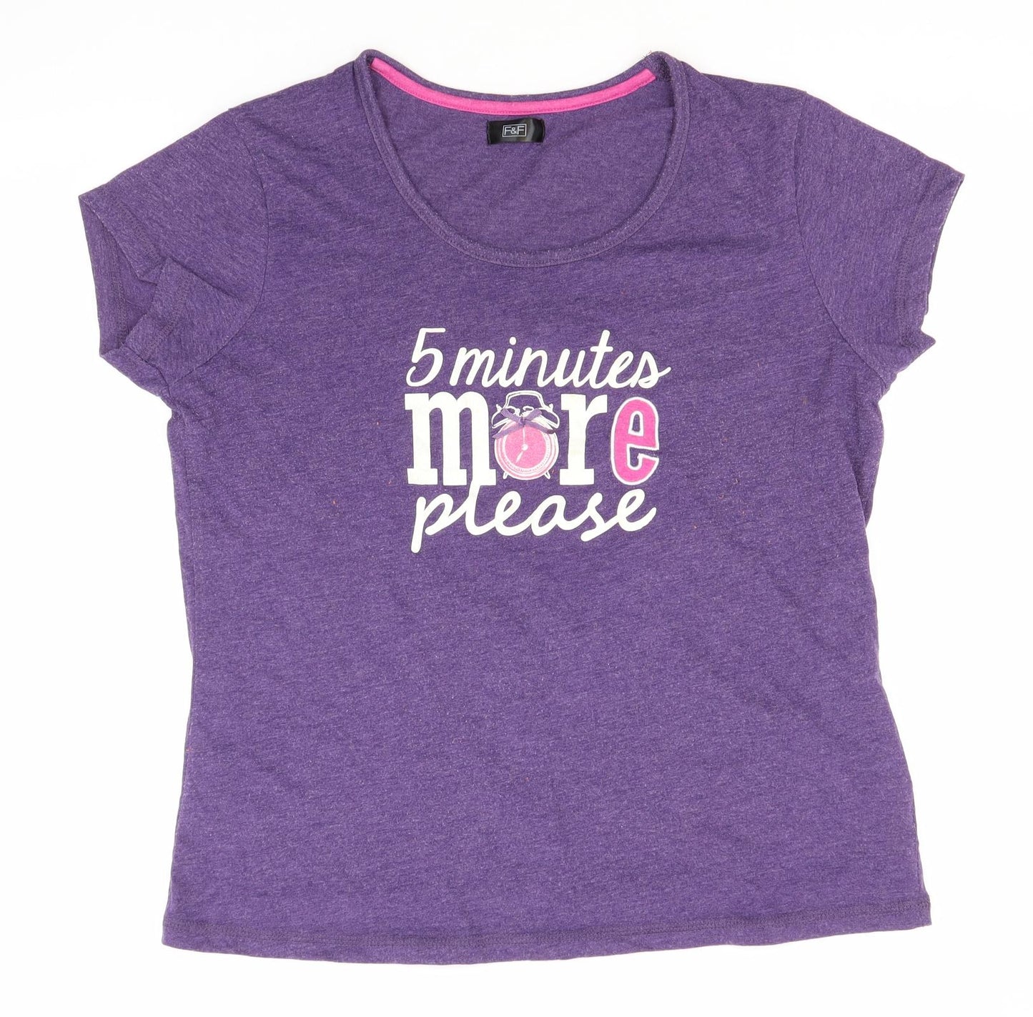 F&F Womens Blue  Cotton Camisole T-Shirt Size 12 Round Neck