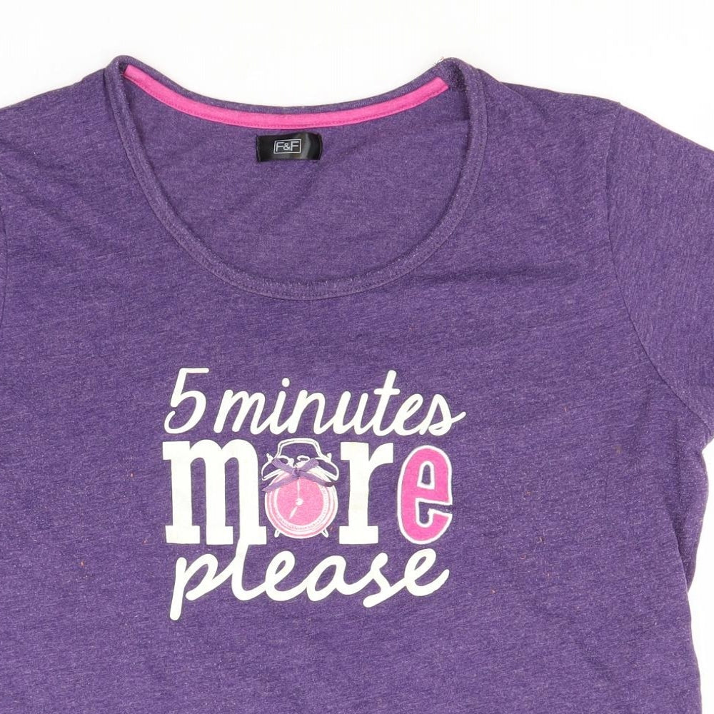 F&F Womens Blue  Cotton Camisole T-Shirt Size 12 Round Neck