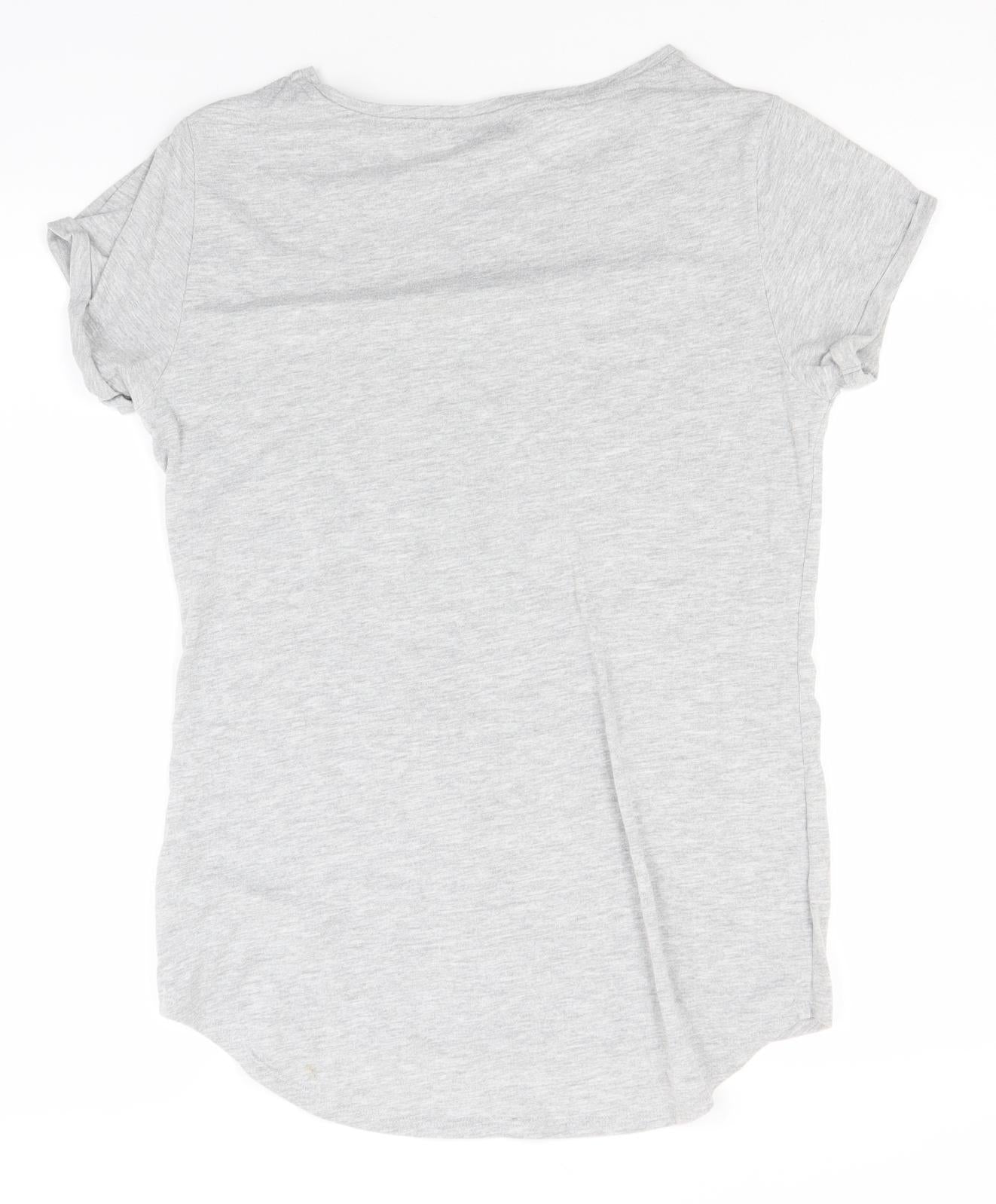 Papaya Womens Grey  Cotton Basic T-Shirt Size 8 Round Neck