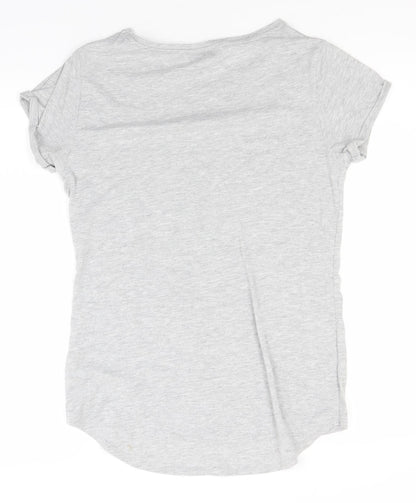 Papaya Womens Grey  Cotton Basic T-Shirt Size 8 Round Neck