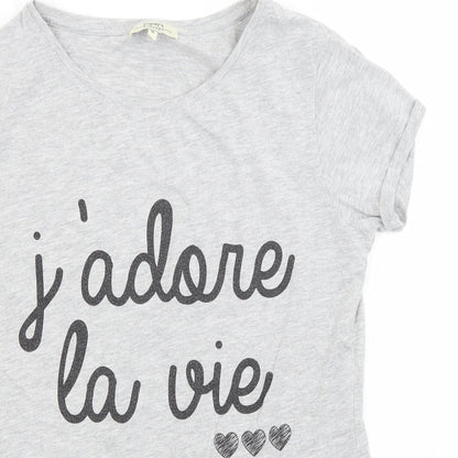 Papaya Womens Grey  Cotton Basic T-Shirt Size 8 Round Neck