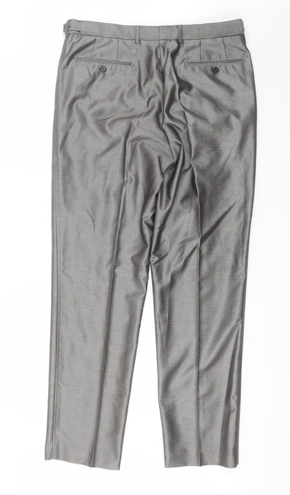 Milan Collection Mens Grey  Polyester Dress Pants Trousers Size 36 in L32 in Regular