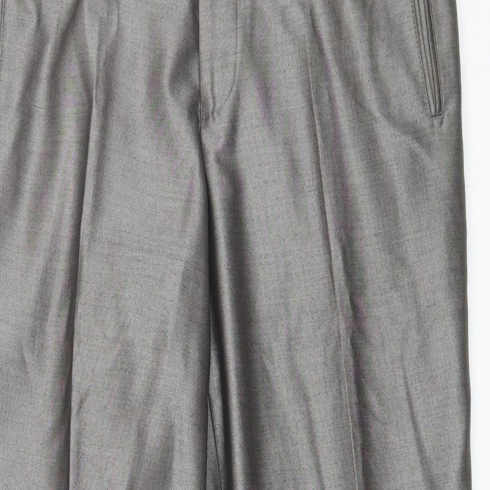 Milan Collection Mens Grey  Polyester Dress Pants Trousers Size 36 in L32 in Regular