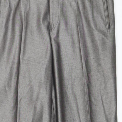 Milan Collection Mens Grey  Polyester Dress Pants Trousers Size 36 in L32 in Regular