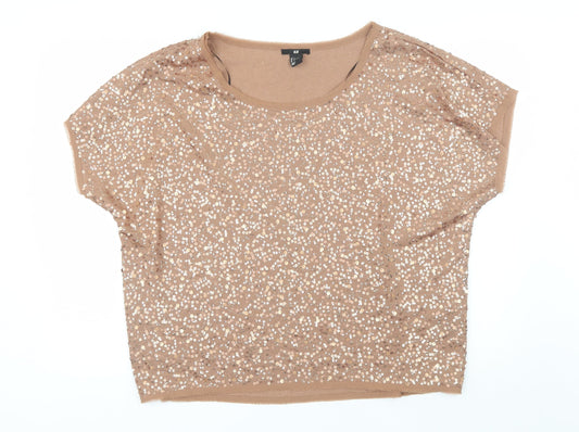 Womens UK Size L H&M Brown Basic Blouse