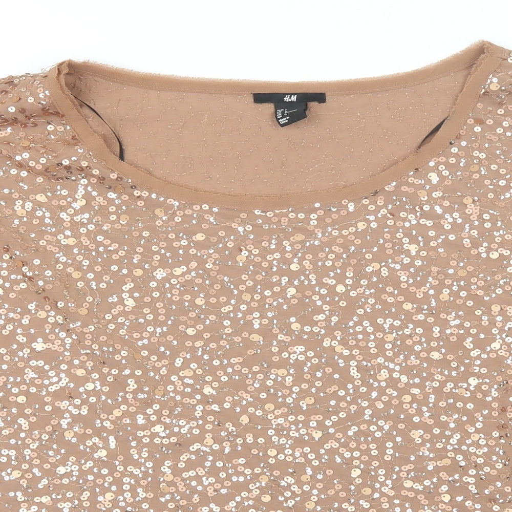 Womens UK Size L H&M Brown Basic Blouse