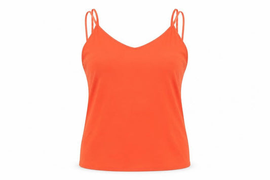 Front view of Red Herring women’s red nylon camisole tank, size UK 14, round neck