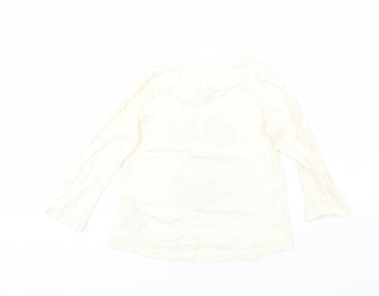Gap Girls Ivory  Cotton Basic T-Shirt Size 3 Years Round Neck  - minnie mouse