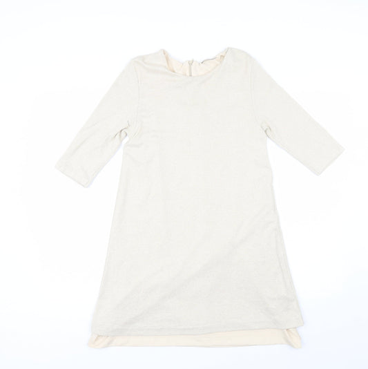 Zara Womens Beige  Viscose Shift  Size M  Round Neck