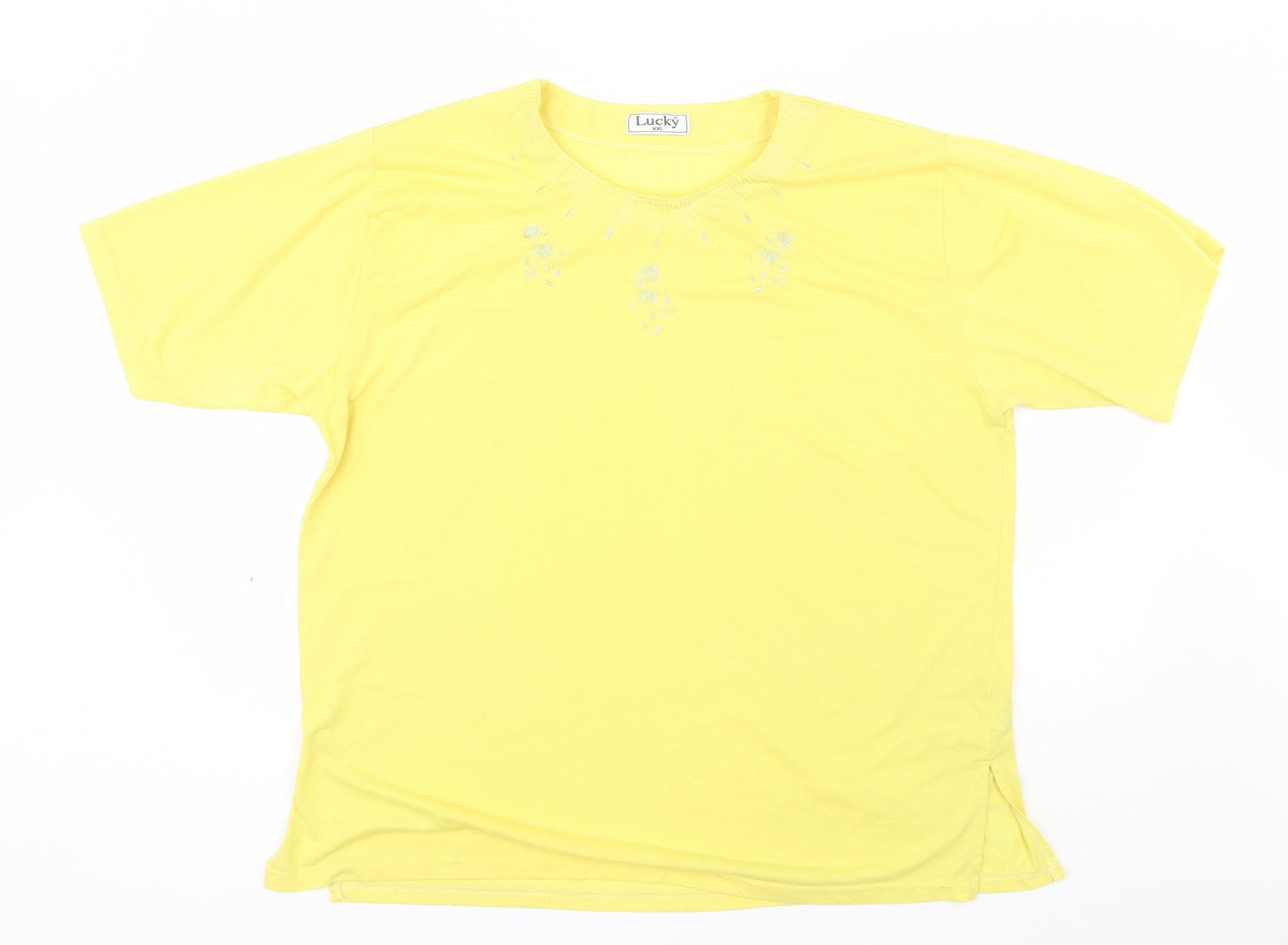 Womens UK Size 2XL Lucky Yellow Basic T-Shirt
