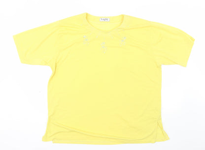 Womens UK Size 2XL Lucky Yellow Basic T-Shirt