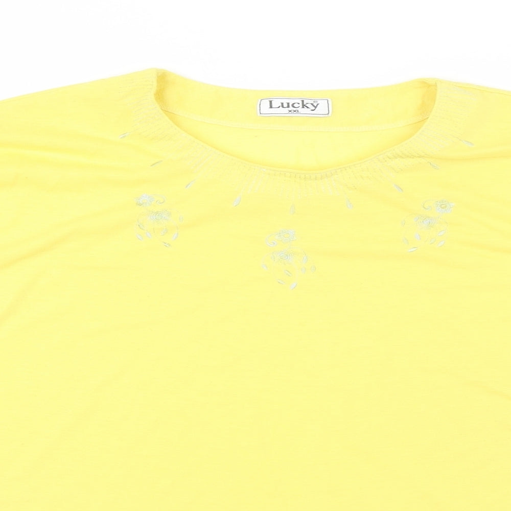 Womens UK Size 2XL Lucky Yellow Basic T-Shirt
